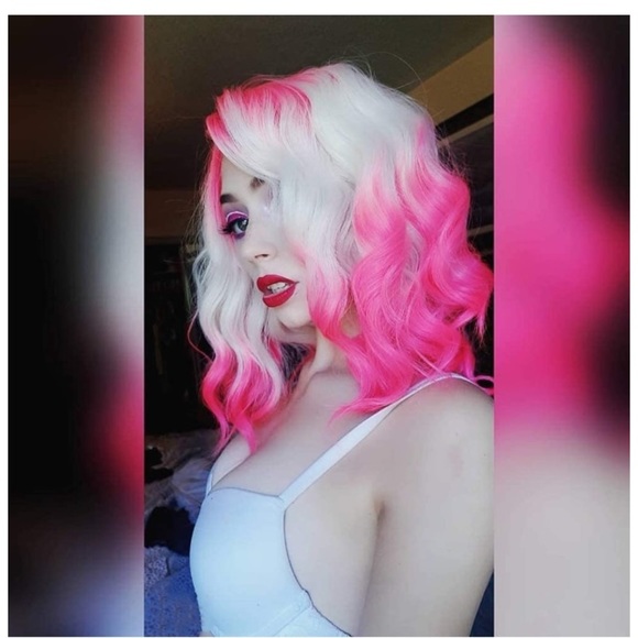 14”Pink Blonde LaceFront Short Bob Wavy Wigs main image 6